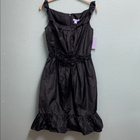 NWT Vera Wang Black Dupioni Silk Dress - Picture 1 of 12
